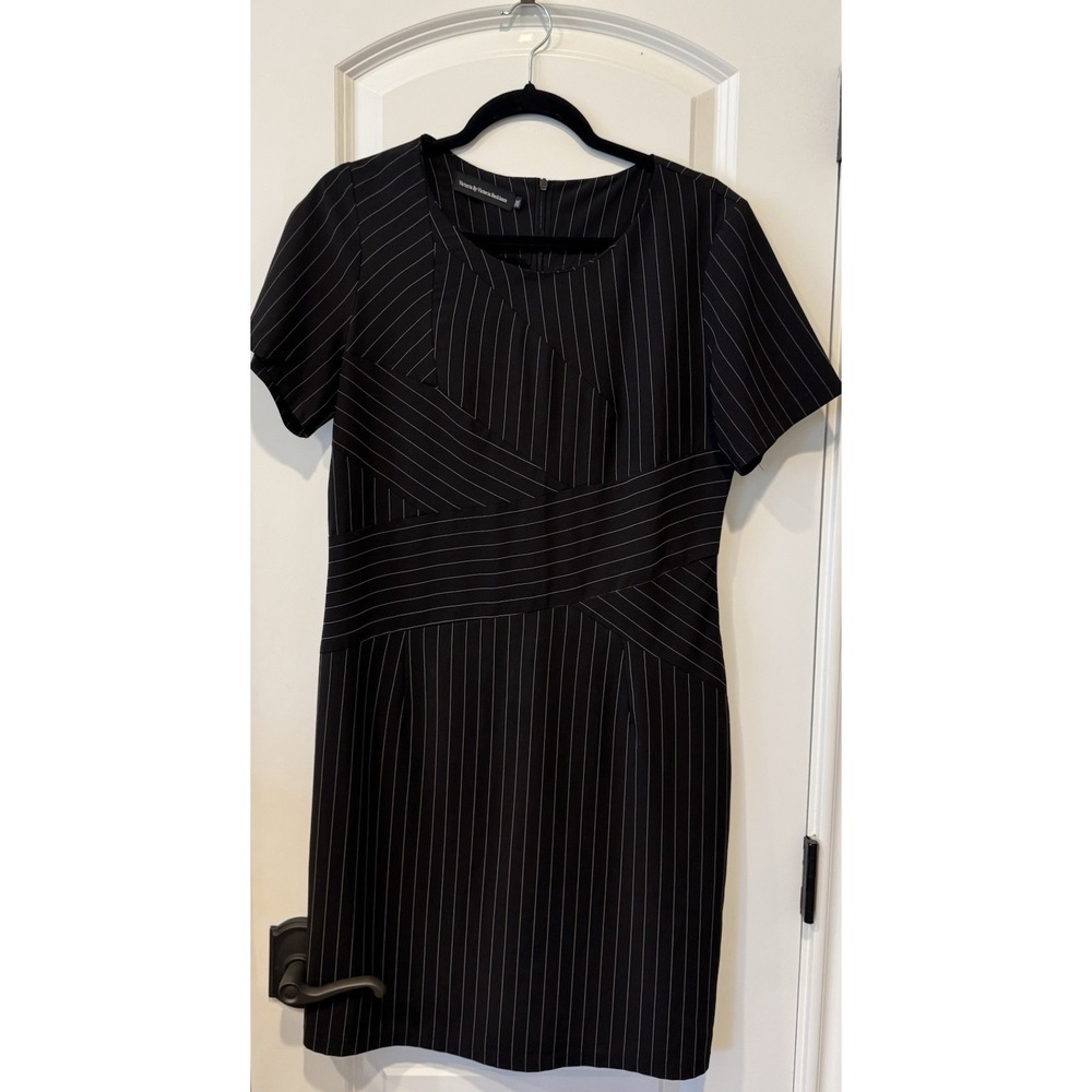 Victoria by Victoria Beckham Black Pinstripe Sheath Dress Women's 3XL